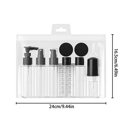 11 - Piece Travel Bottle Set: Refillable 60ml Soft Plastic Containers - 50ml (Black)
