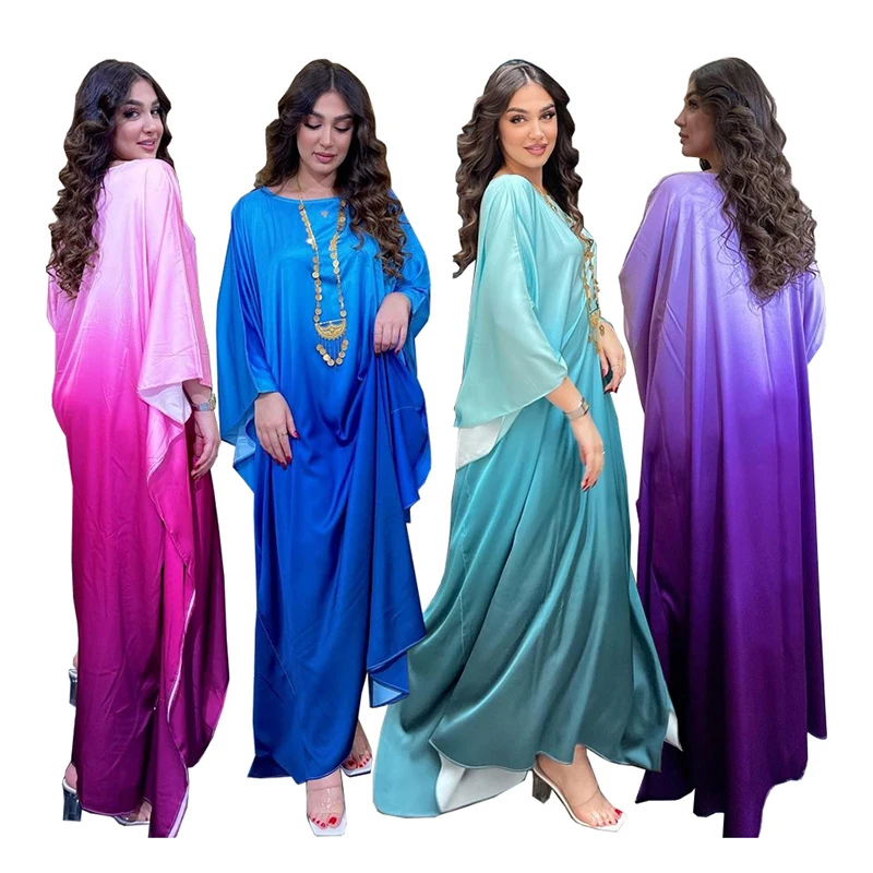 Women's Colorful Abaya Muslim Dress, Long Soft Robe, Fashion Clothes