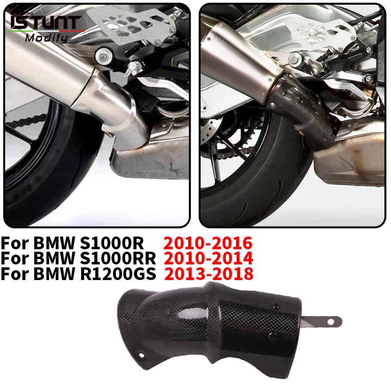 Really Carbon Fiber For BMW S1000R S1000RR R1200GS 2010 - 2017 2018 Motorcycle Heat Shield Shell Escape Muffler Protector Cover