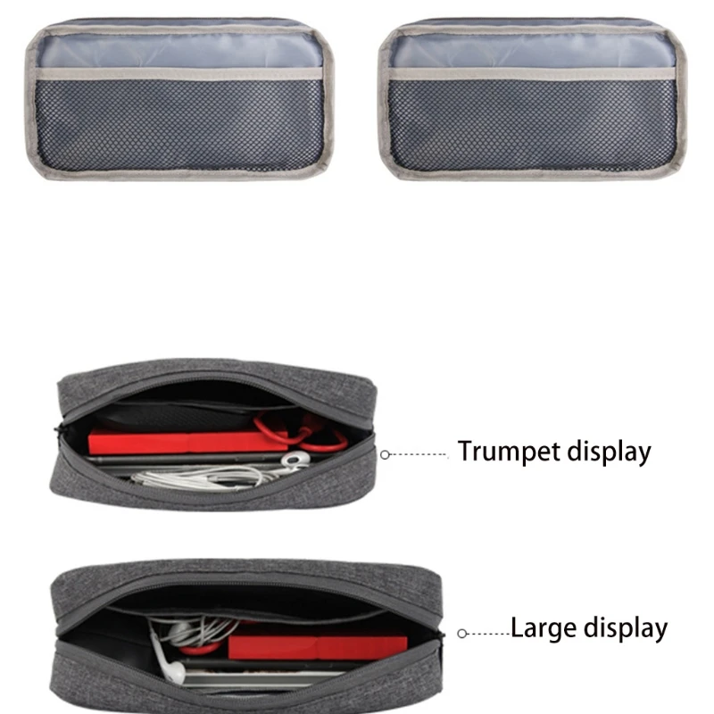 Q39D Electronics Organizer Cable Organizer Bag Polyester Travel Cable Storage Pouch for USB Wire Laptop Charger