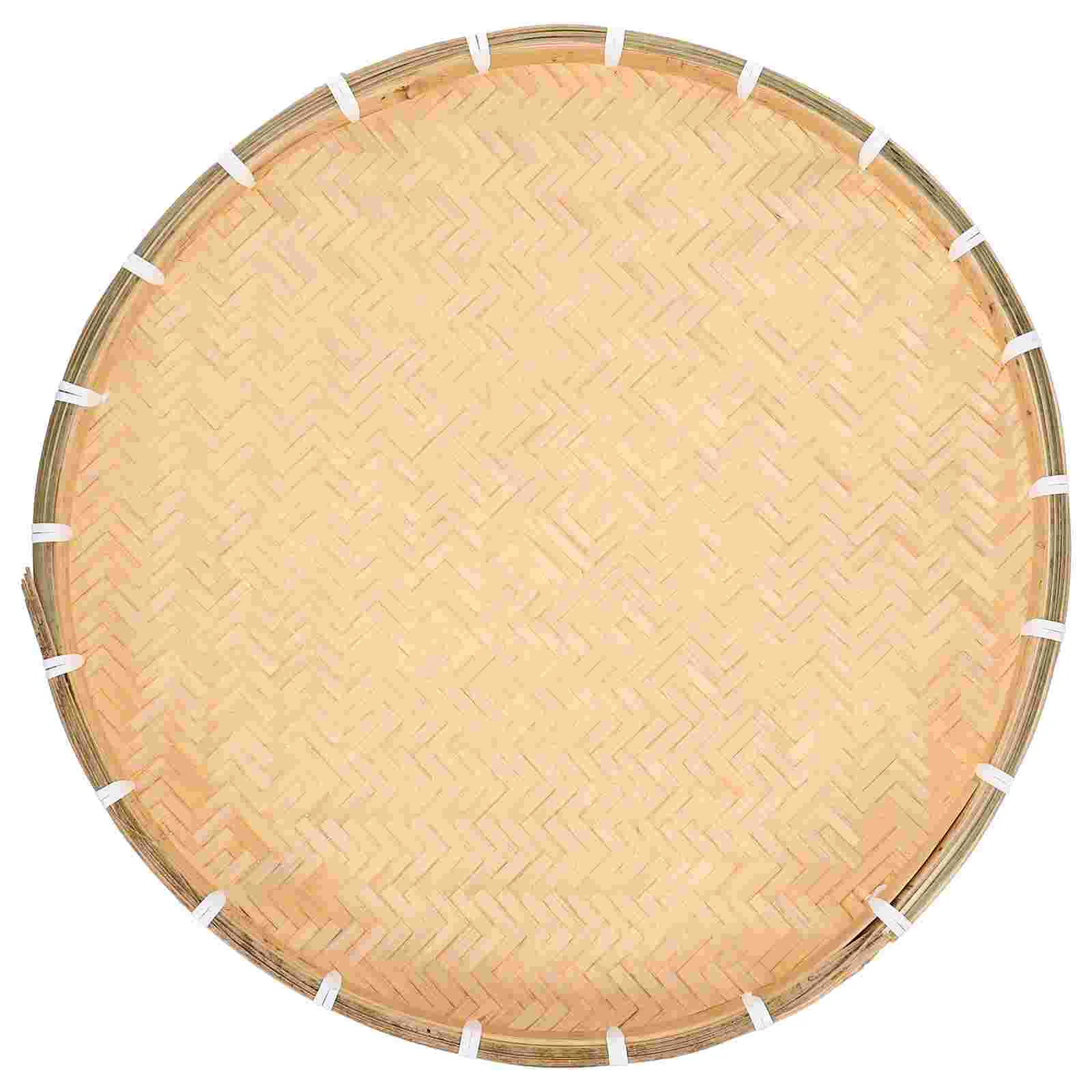 

Handmade Bamboo Woven Basket Tray No Hole Bamboo Sieve Basket Wicker Basket Vegetables Round Flat Shallow Basket Wall