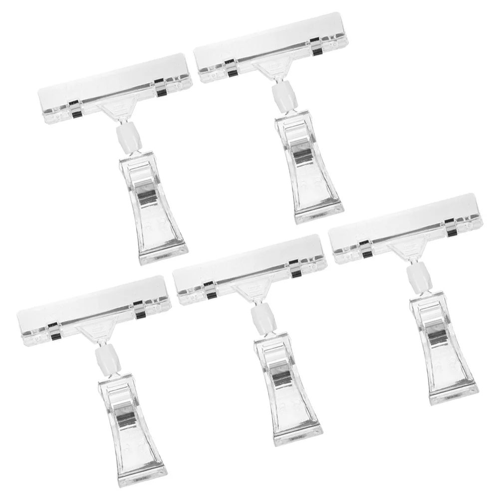 5 Pcs Display Stand Rotatable Merchandise Clips Signage Clear Food Signs Swivel Price Plastic Holder