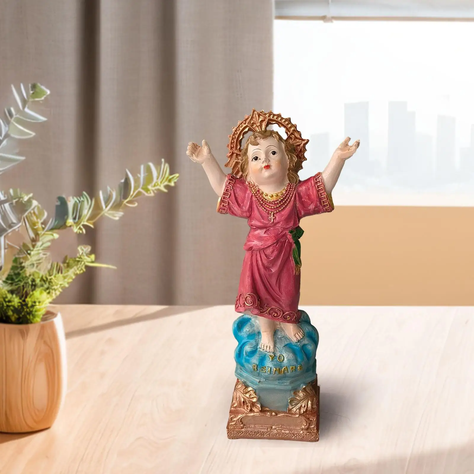 Divino Nino Estatua Jesus Figures Decorative Collections Painted Catholic Statue Cabinet Livingroom Church Home Fireplace