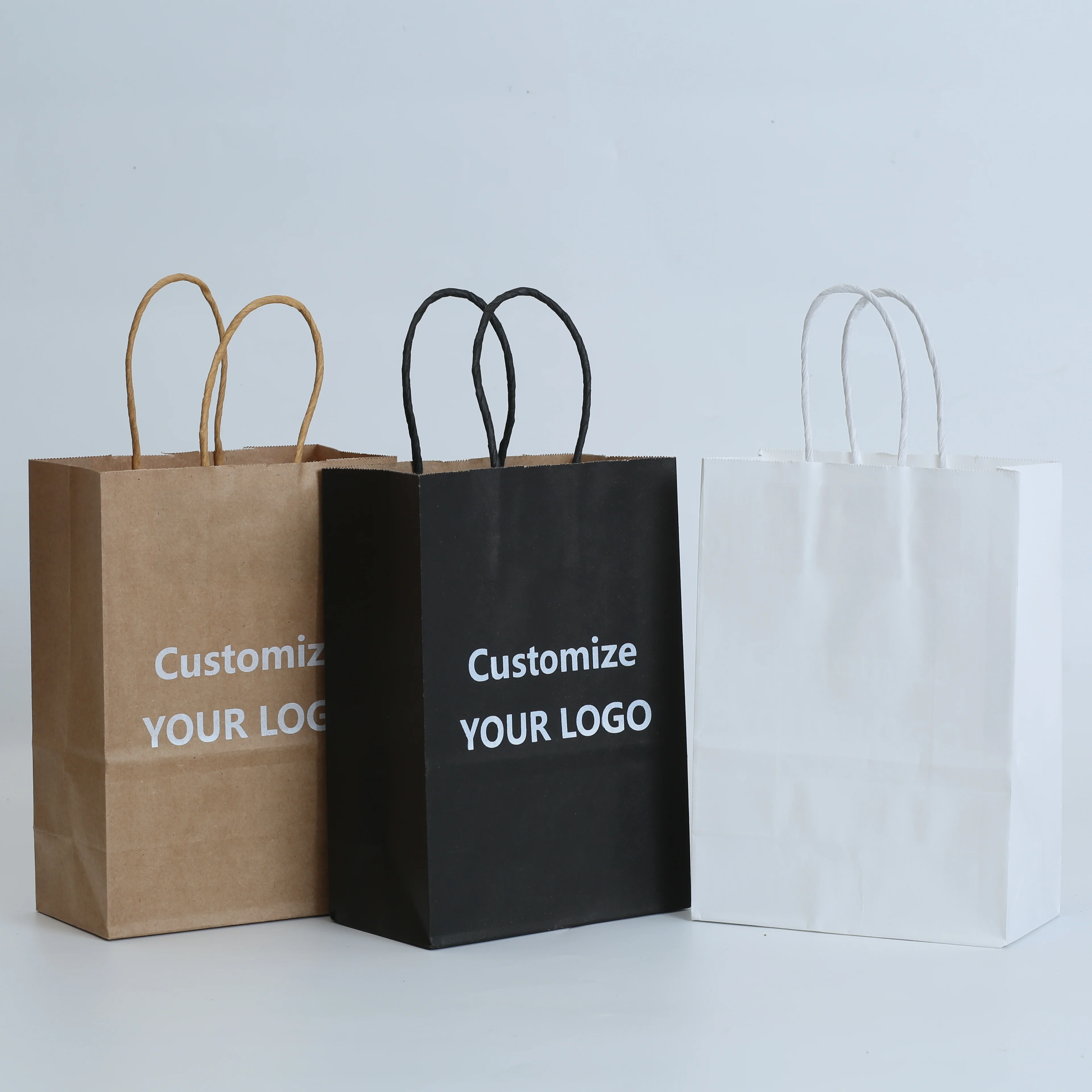 20pcs Custom Logo Kraft Paper Bag Gift Wrapping Bags Recyclable Paper Shopping Packagin... - SKU KPB01942 - UGI Packaging
