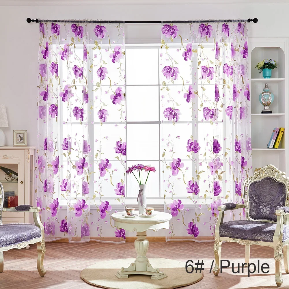 1 Piece Modern Tulle Curtains for Living Room Bedroom Decoration Window Voiles Kitchen Tulle Curtain 1x2.7m Window Curtain 6