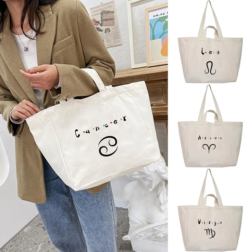 

Shoulder Bags Handbag Women Casual Canvas Shopping Bag Travel Camping Portable Storage Packet Constellation Print Tote Pouch2023