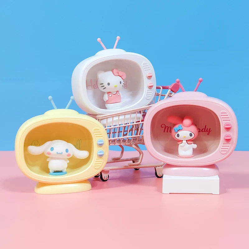 

Kawaii Sanrios Hello Kittys Ночная фотосессия аниме Cinnamoroll Tv моделирование Kuromi милый Рабочий стол спальня кровать для сна