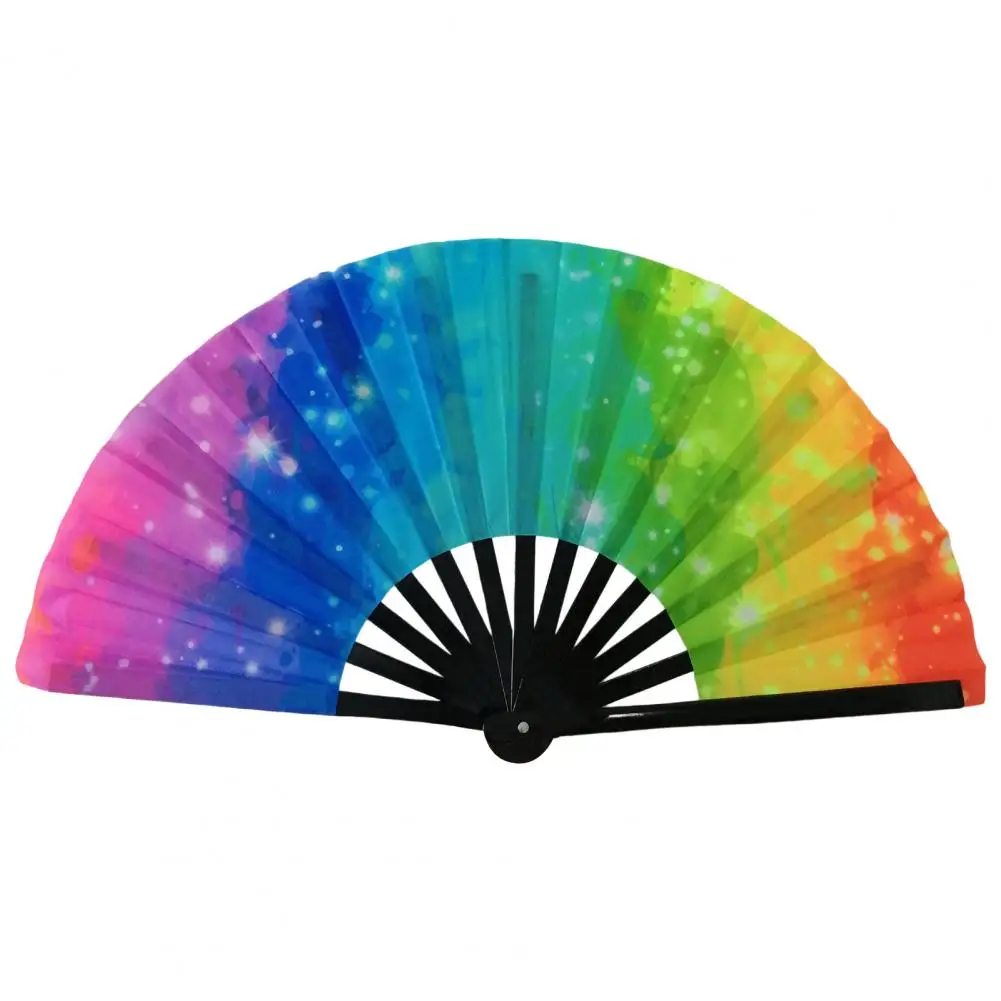 Folding Fan Portable Fan Hand Fan Folding Fan Colorful Holographic Rave Fans Bamboo Hand Fans for Festival Dancing Parties Portable Fan Wedding Gift For Guests