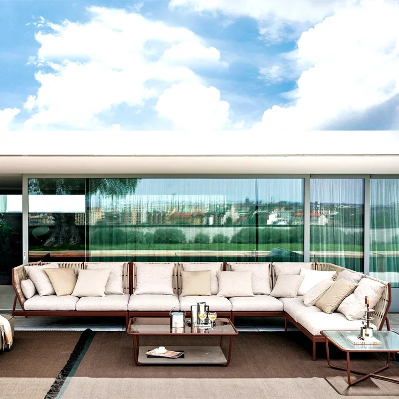 Outdoor Leisure Sofa Combination Living Room Soft Decoration Design Vine Chair Outdoor Courtyard Balcony Leisure Area Vine Weavi
