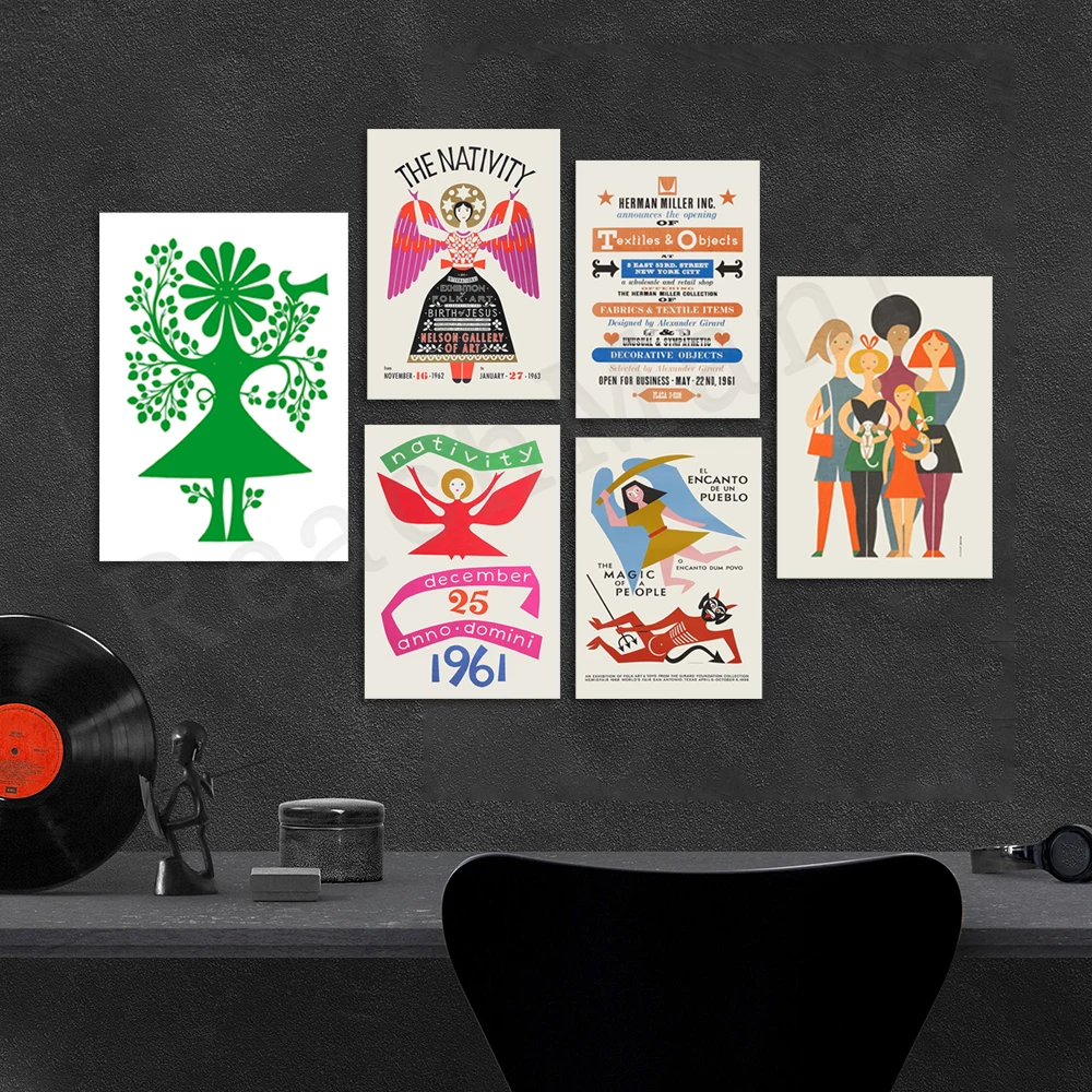 Vintage Alexander Girard print, love print, geometric abstract