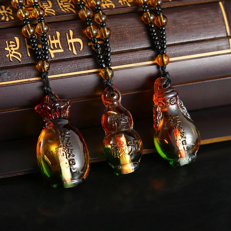 

New Style Glass Built-in Scripture Pendant Gift Aquarium Necklace Gourd Pendants