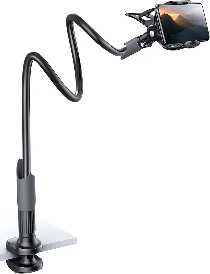 Support Téléphone à Col De Cygne Réglable - Bras Long Avec Pince, Pour Lit, Bureau, Gym, Cuisine