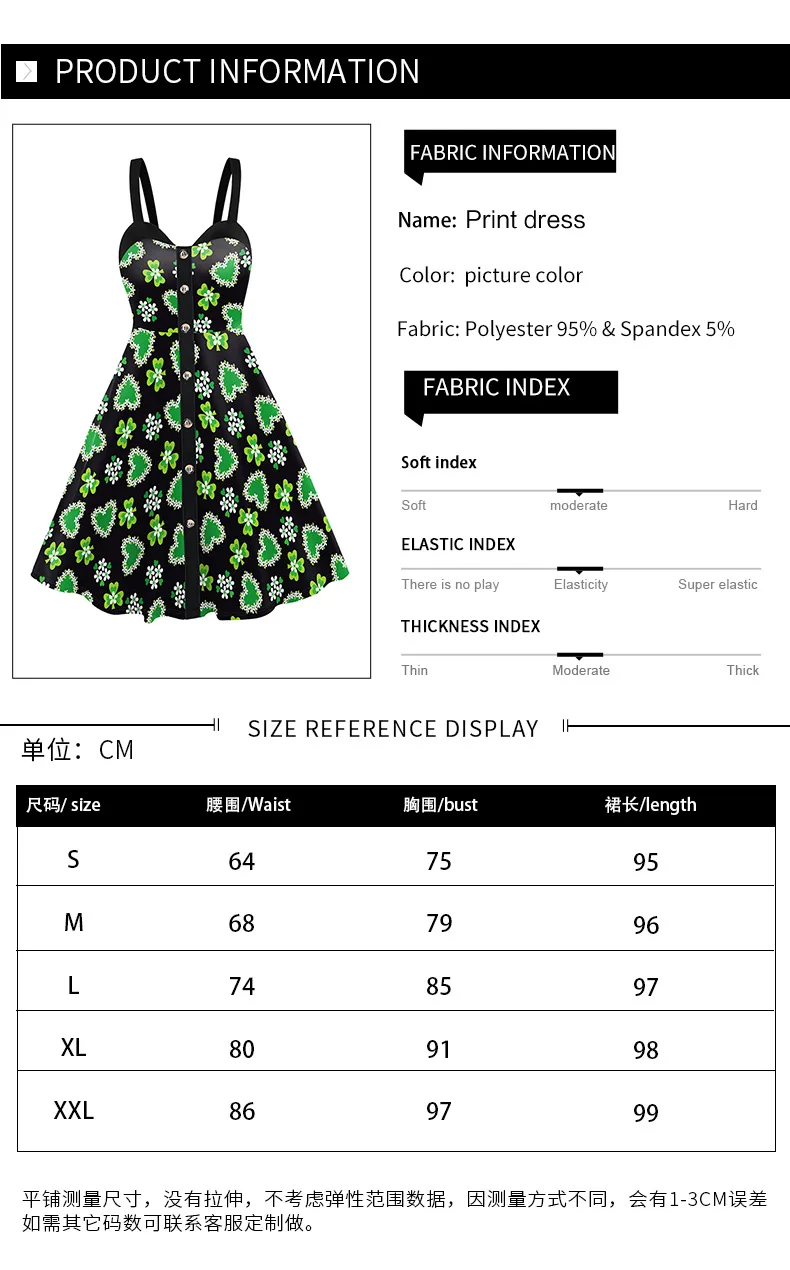 Nadanbao st. Patrick's Day sexy Kleid Frauen grün rücken frei irischen Urlaub Party Slip Kleid Mädchen Klee Digitaldruck Kleid – Detail 3