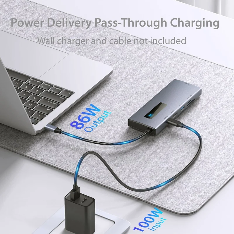 10-in-1 타입-C 허브 4K 60Hz USB C 허브 타입 C - 이더넷 포트 PD 100W USB 3.0 허브 SD/TF 카드 슬롯 노트북 태블릿용-A09I