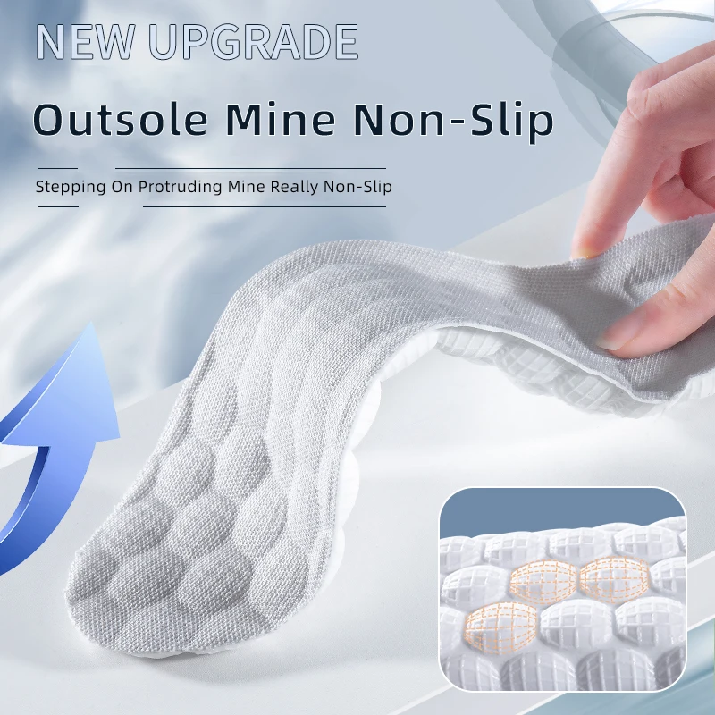 4D Orthopedic Sport Insoles Soft Breathable High-elasticity Shock Absorption Running Shoe Pad For Men Women Latex Massage Insol