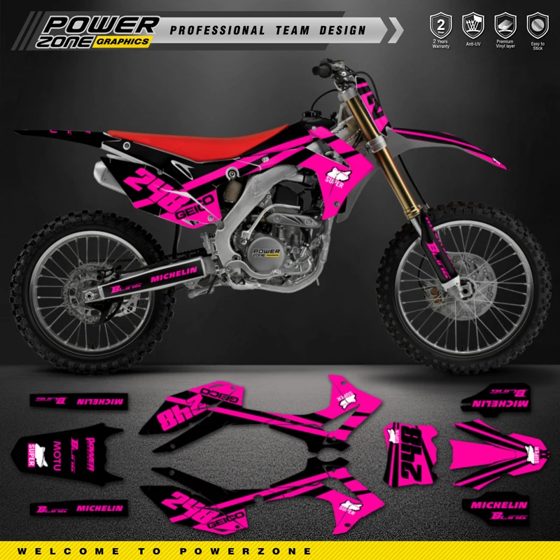 

PowerZone Custom Team Graphics Backgrounds Decals For 3M Stickers Kit For HONDA 2014-2017 CRF250R 2013-2016 CRF450R 42