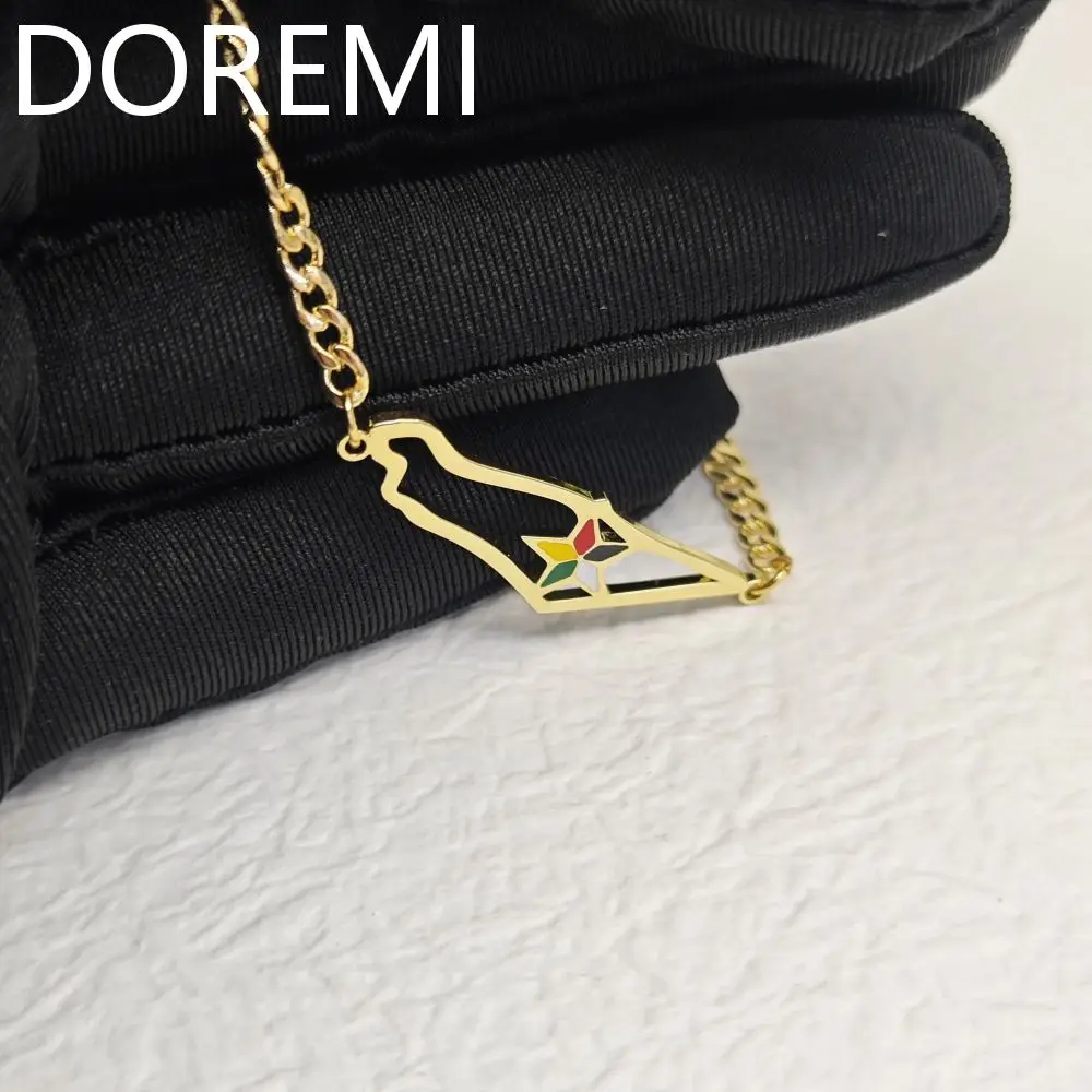DOREMI Stainless Steel Star Any Country Map Necklace Bracelet Custom Design Colorful Africa Map Charms Cuban Chain Bracelet