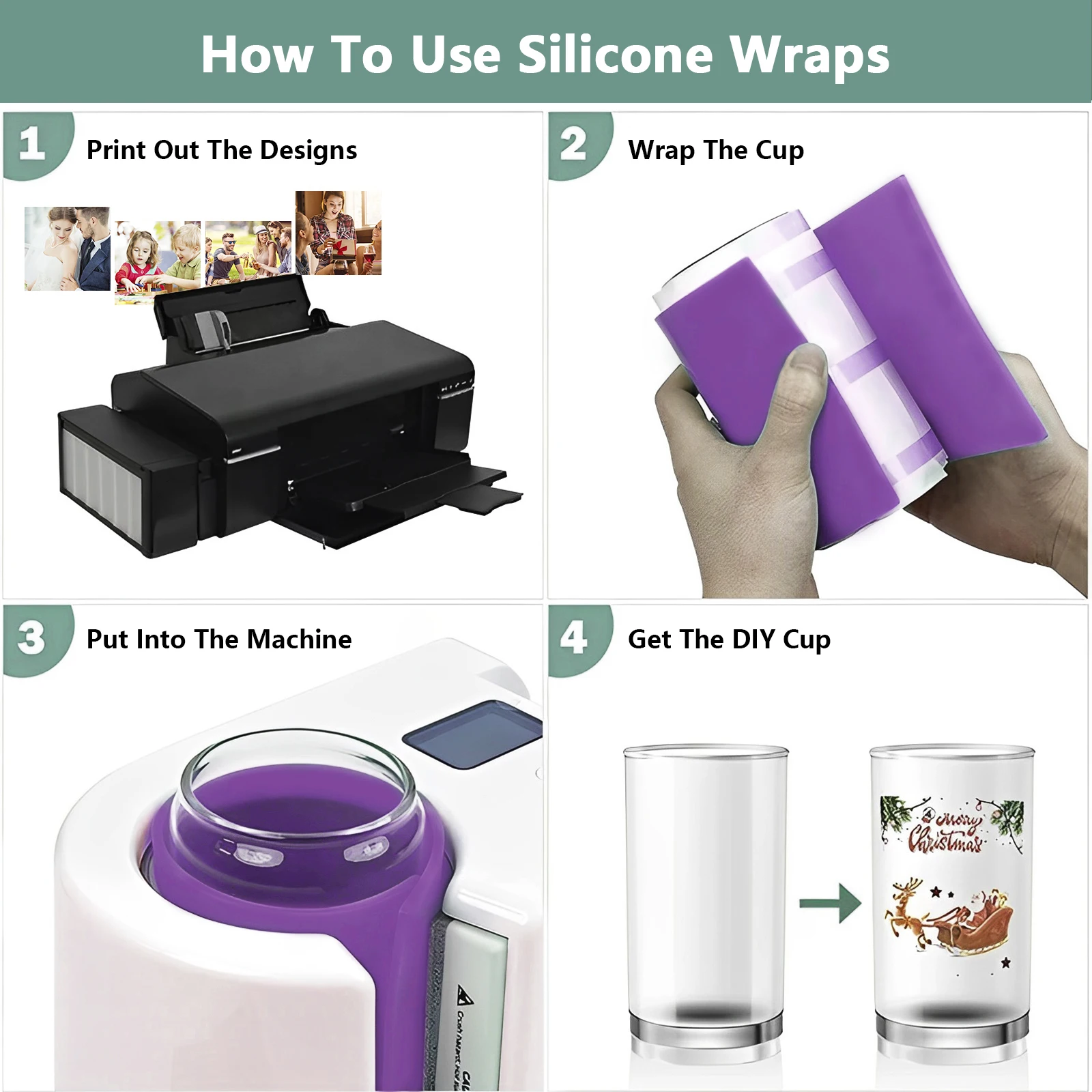 3pcs Sublimation Tumblers Wraps, Silicone Mug Tumbler Wraps in 3 Thickness Mug Press Machine Tumblers Blanks Sublimation