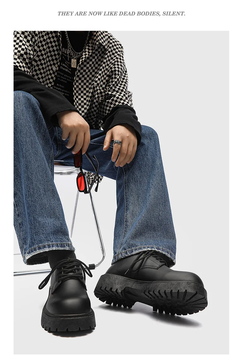 حجم كبير أحذية جلدية للرجال منصة سوداء الدانتيل يصل حذاء كاجوال للشباب النمط البريطاني الأعمال الأحذية الاجتماعية Zapatos Hombre