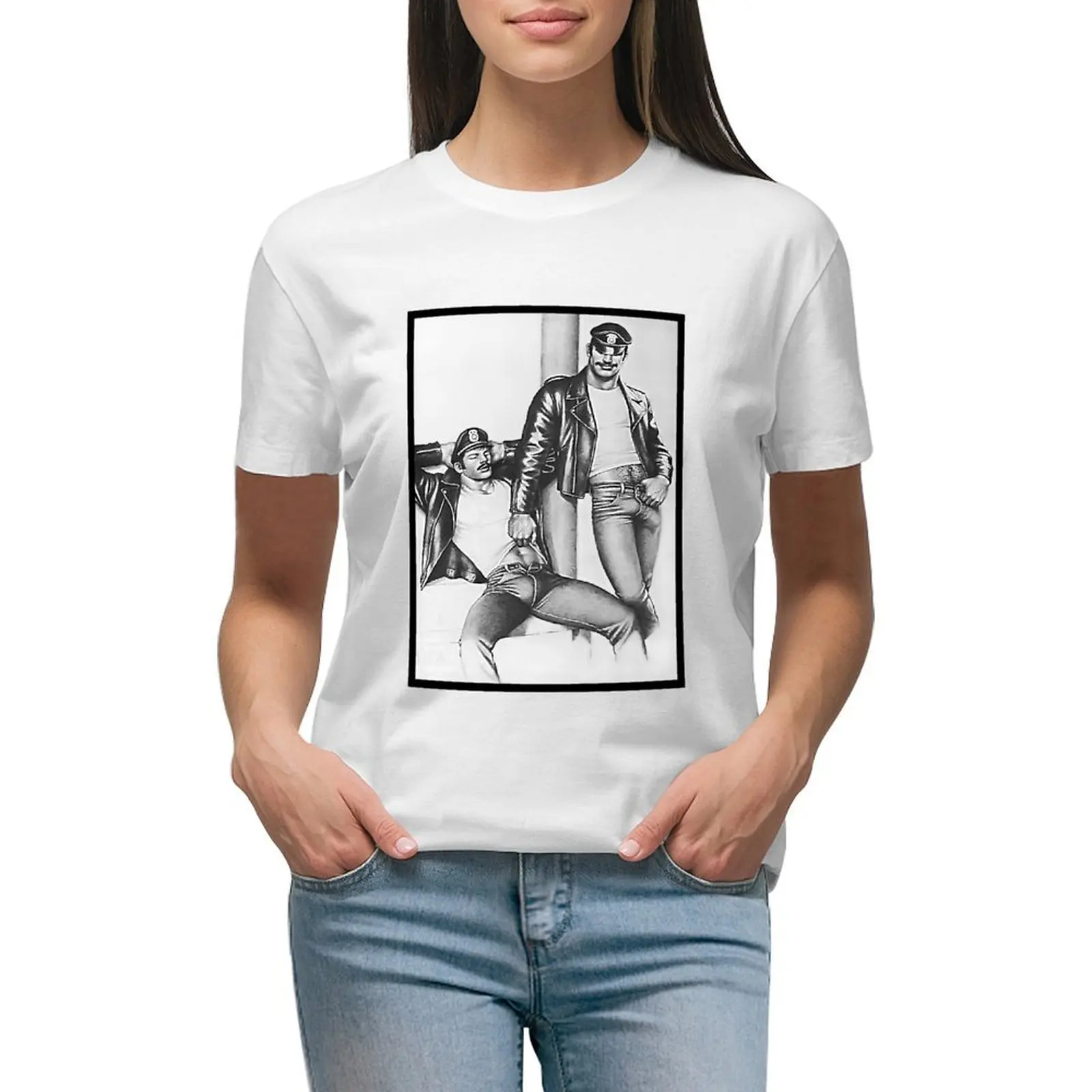 Vintage Tom Of Finland - Frisky Duo T-Shirt Kawaii Abbigliamento Donna Donna T-Shirt