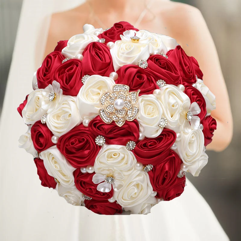 

Wedding Bouquet for Bride Bridesmaid High Quality Ribbon Flowers