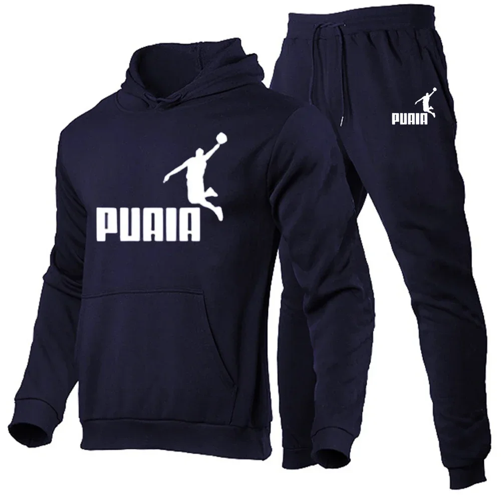 Men\'s Sports Suits Fashion Print Hoodies Pants Casual Tracksuit Sweatshirts and Sweatpants Two Pieces Sets Sportswear Clothing