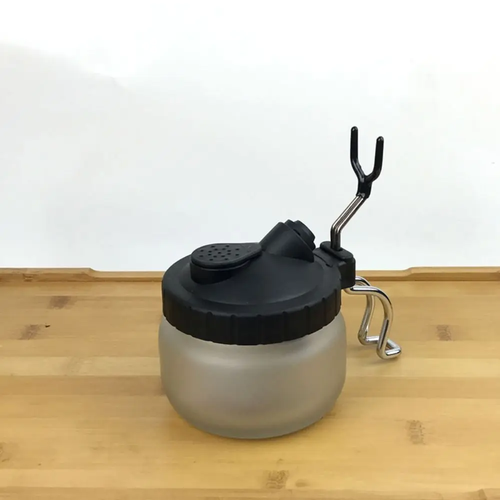 금속 손잡이 스프레이 펜 세척 용기, 에어브러시 걸이, 유리병 에어브러시 세척 용기(뚜껑 및 필터 스펀지 포함)