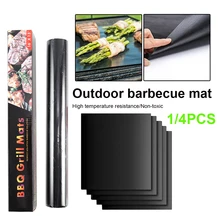 

4Pcs Grill Mat Non-Stick Reusable Barbecue High Temperature Resistant Roast Sheet Tableware For Picnic BBQ Baking Accessories