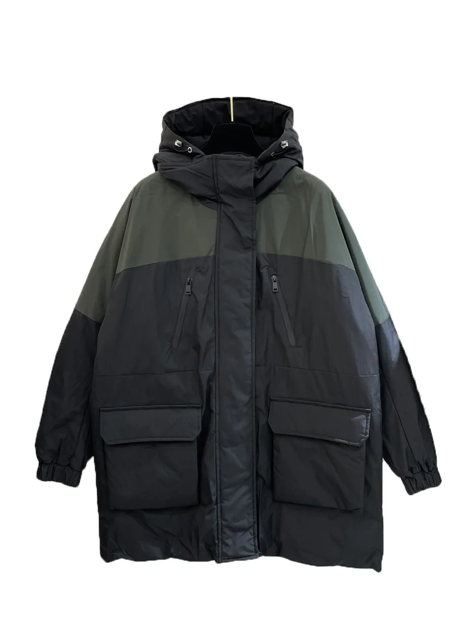 

Clashing color hooded down jacket warm and comfortable casual fashion 2024 winter new 1031