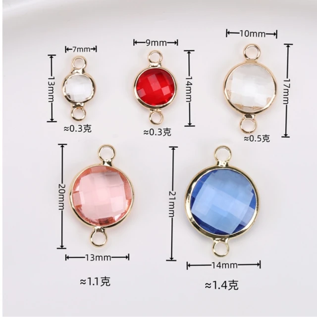 Glass Crystal Round Pendant Copper Gold-plated Birthstones Crystal Charms