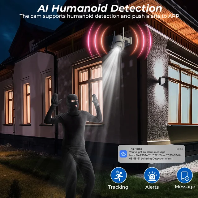 4MP 2K WiFi Solar Camera With Solar Panel PTZ Battery Security Protection PIR Human Detection Wireless Surveillance IP Camera 4