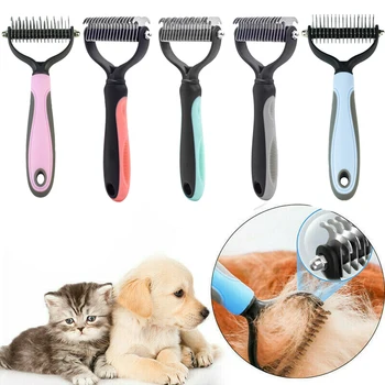 개를 위한 새로운 머리 제거 빗 고양이 Detangler 모피 트리밍 Dematting 브러시 그루밍 도구, 무광택 긴 머리 곱슬 애완 동물 용