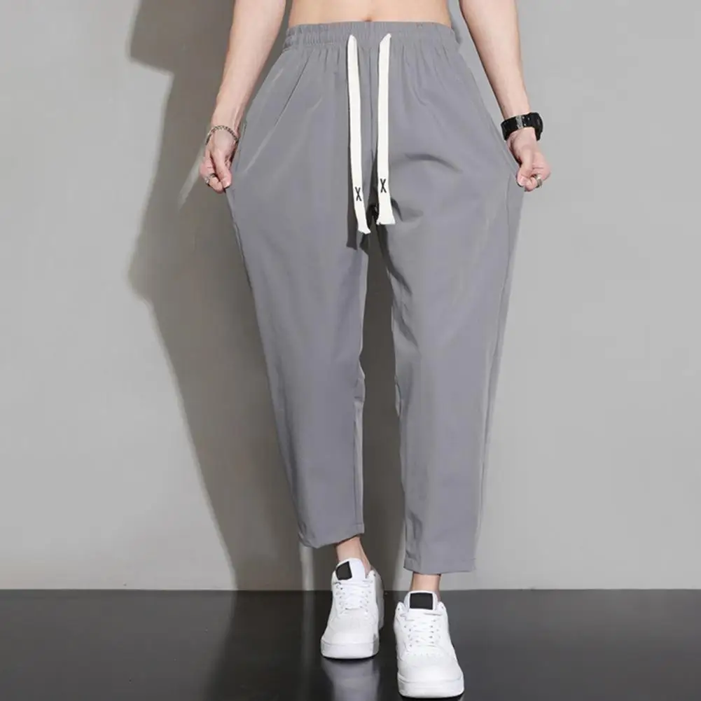 

Мужские спортивные брюки с регулируемым шнурком, быстросохнущие спортивные штаны с боковыми карманами, широкими штанинами, для спортзала, тренировок, бега