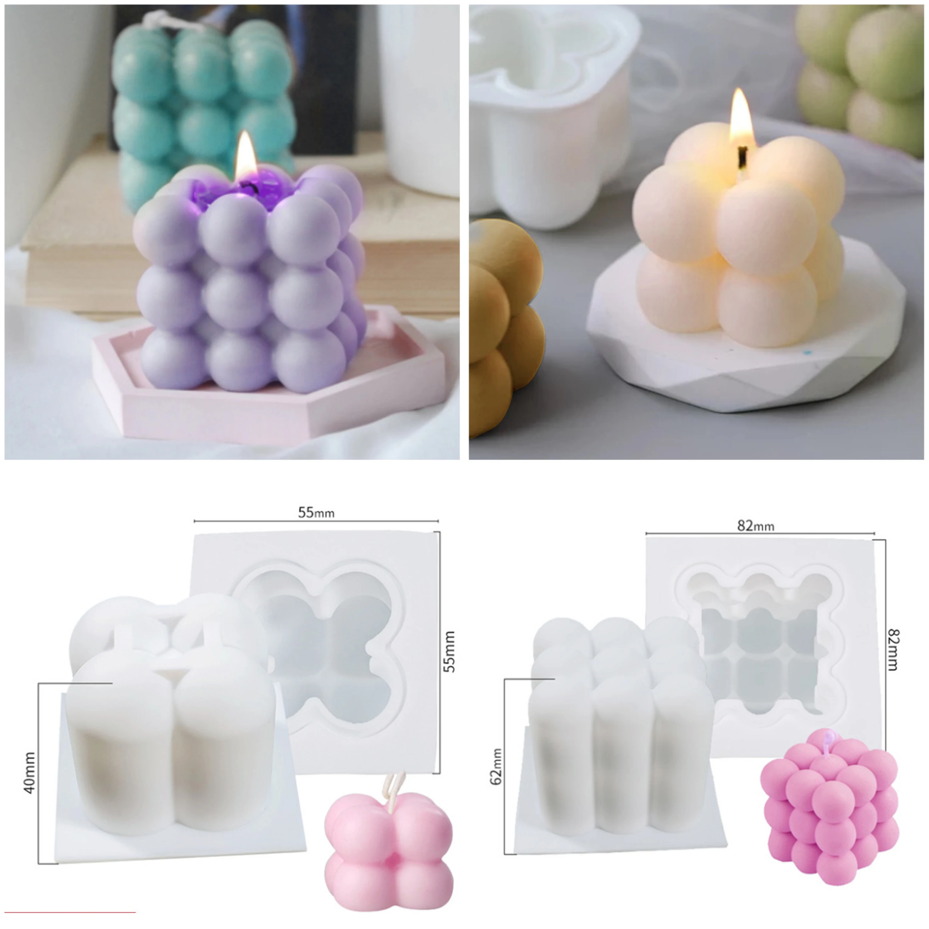 Silicone Mold Cube Candle Wax Candles Mold Soy Wax Candles