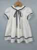 Summer Navy Sister Brother Clothing White Cotton Linen Fabric with Bblack Ribbon Comfortable Breathable Daily Outfit Performance 5