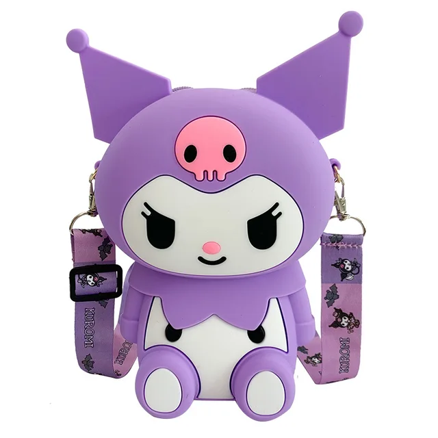 Kawaii Sanrio Kuromi Silicone Bag Cartoon Children's Soft Girl Silicone Phone Bag Versatile One Shoulder Crossbody Small BagGift