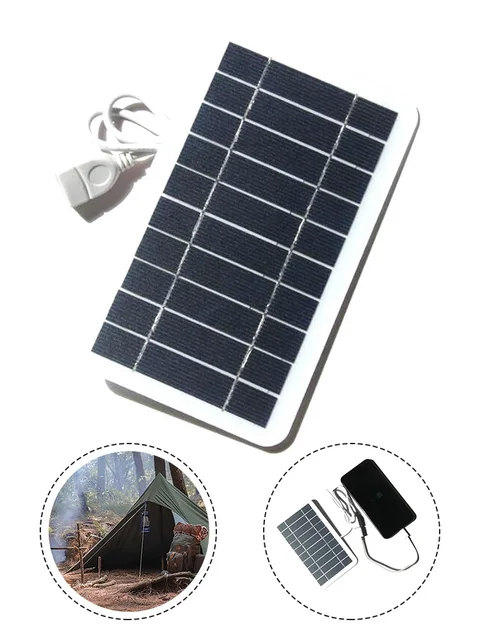 5V 5W Solar Panel Portable Solar Charging Pad With USB Safe Charging Stabilizer Battery Charger Outdoor Cell Phone Mobile Power 5
