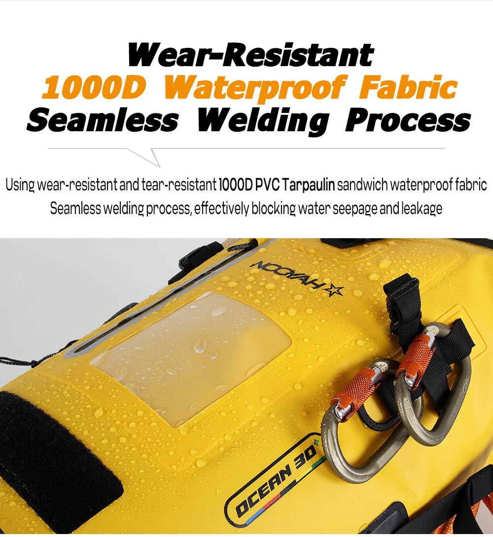 NOOYAH Waterproof Dry Bag IPX8 Roll-Top Closure Waterproof Backpack Fishing Bag Double Layer Rucksack Outdoor Sport Dry Backpack 3