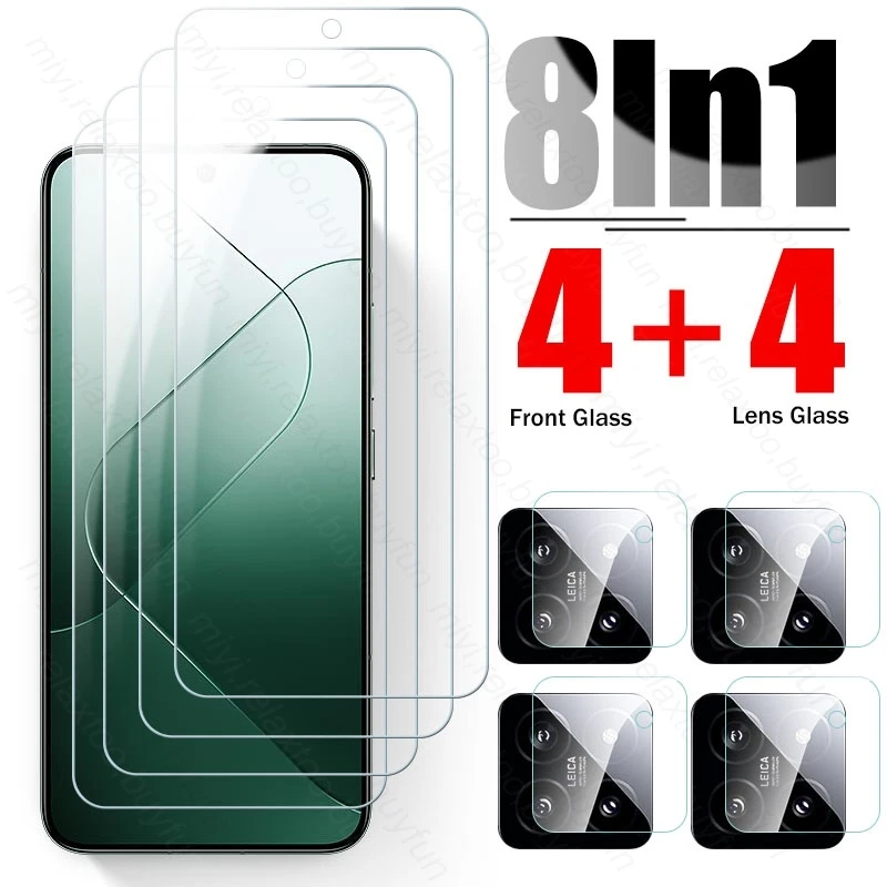 

For Xiaomi 14 5G Glass 8 In 1 Camera Protective Glass Xiaomi14 Xiami Xaomi Xiomi Mi14 Mi 14 5G Screen Protector Tempered Glass