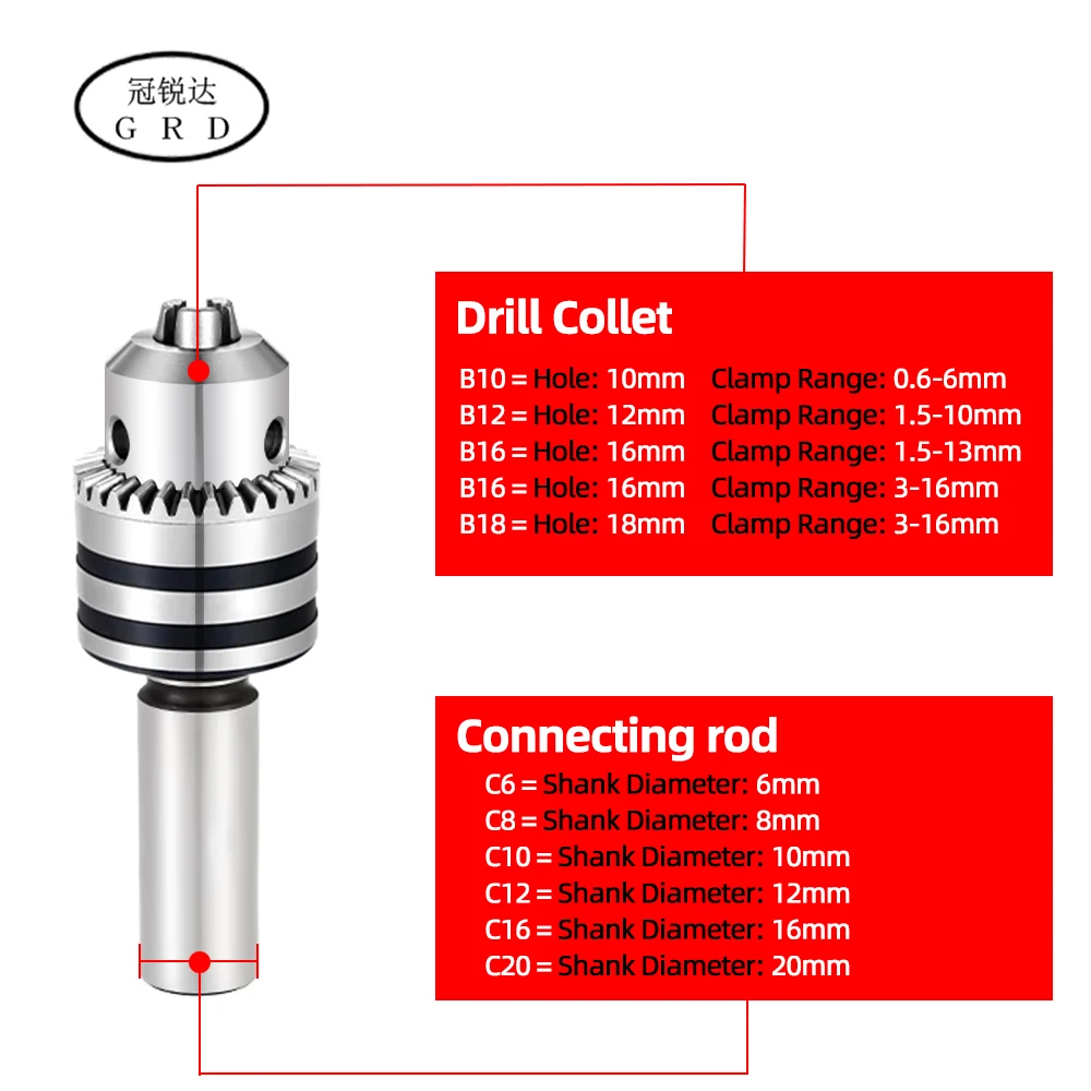 Drill Chuck Collet Chuck 1 Set Drill Chuck B10 B12 B16 B18 B22 + connecting rod mt1 mt2 mt3 mt4 c6 c8 c10 c12 c16 c20 r8 m12 7/16 drill collet chuck set