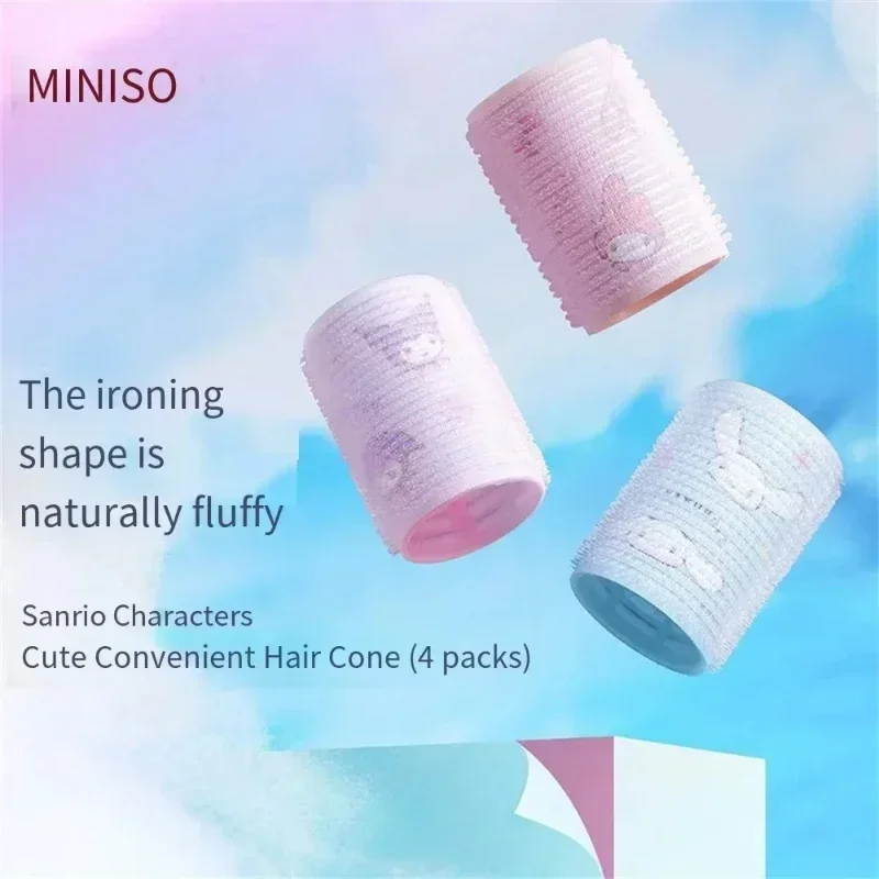 

MINISO 4 шт. Sanrio ролик для волос аниме Kuromi Cinnamoroll удобные щипцы для завивки Kawaii мультяшный портативный пушистый ролик инструмент для завивки