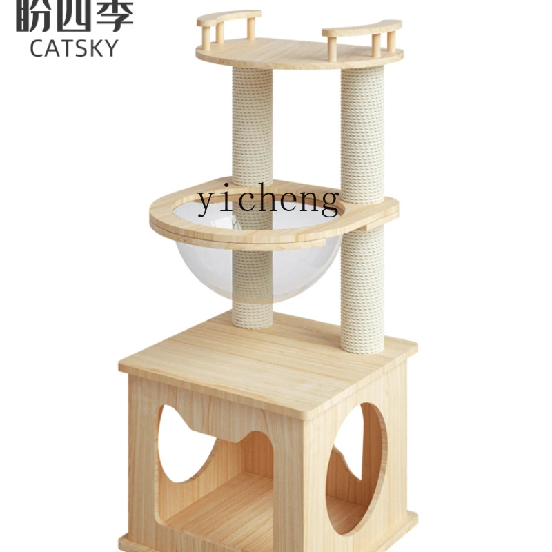 

Zk Sugar Cat Climbing Frame Solid Wood Scratching Post Space Capsule Cat Nest Pet Cat Toy