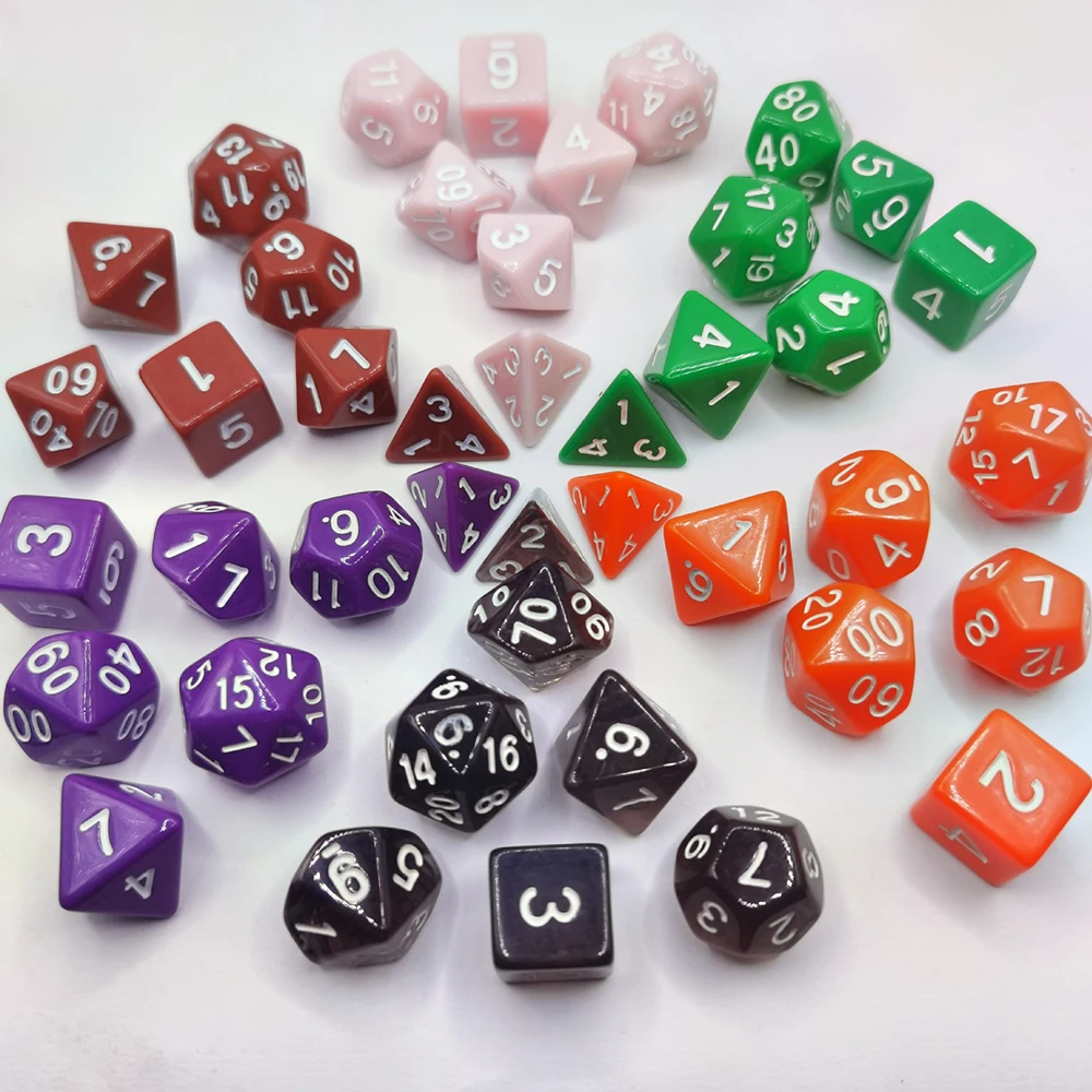 DND Dice Set Pouch Random Color Polyhedral Transparent Effect for DND RPG Role Playing Table Game Board Props 140/105/70Pcs acrylic dice game dice dice set