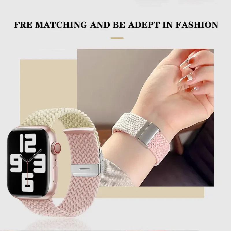 Nylon Strap For Apple Watch Band Ultra 49mm 9 8 7 6 5 4 3 SE braided Metal buckle bracelet Belt iWatch 45mm 41mm 44mm 40mm 42mm