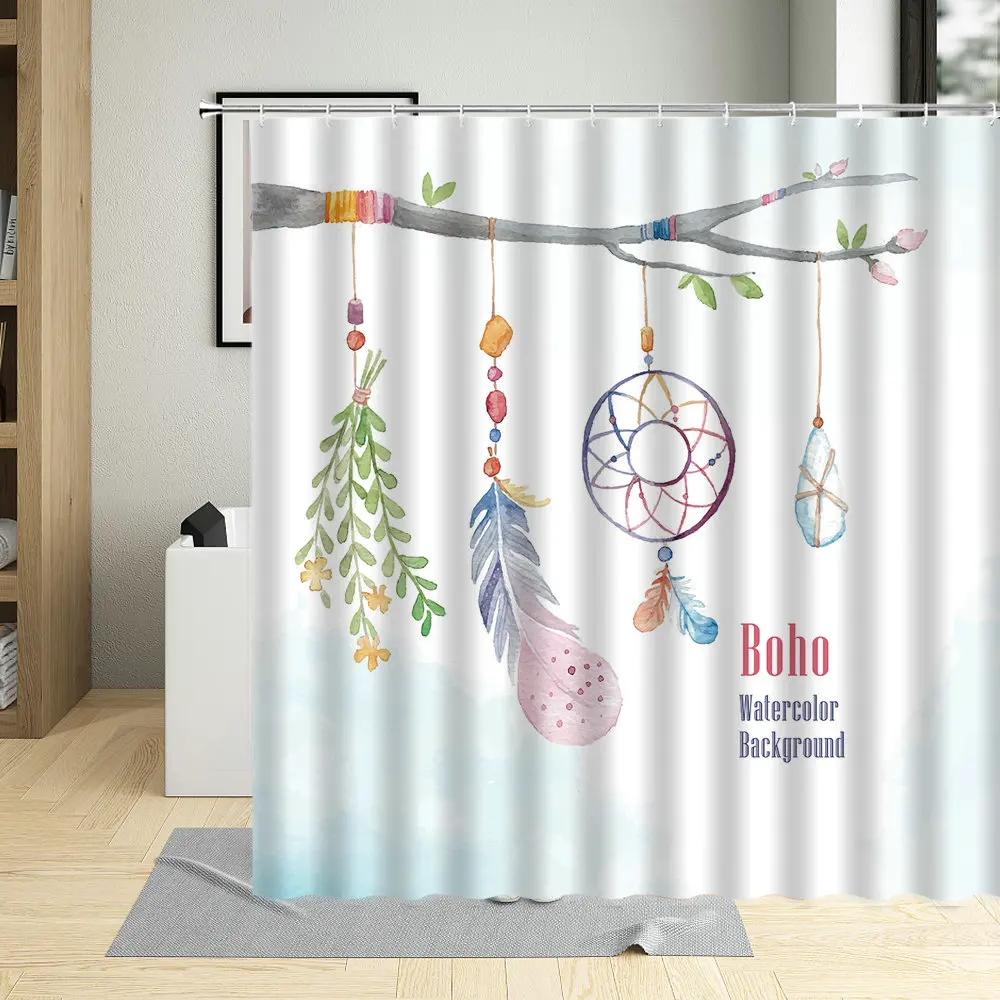 

Indian Dreamcatcher Bathroom Curtains Dream Hunter Pattern Bath Home Decor Screens Polyester Fabric Shower Curtain With Hooks