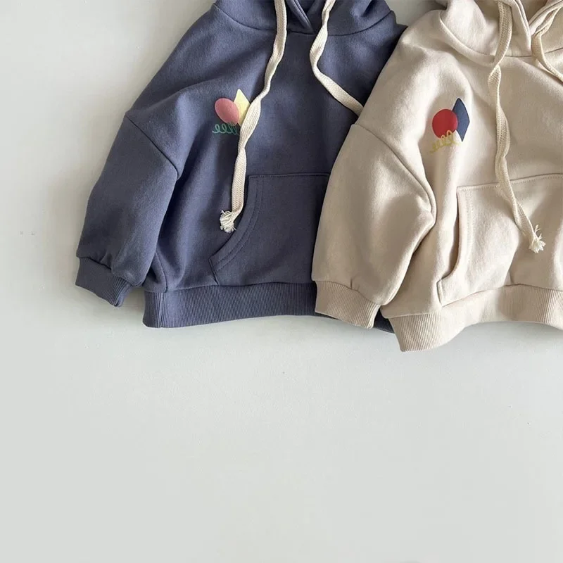 

Children Clothing 2024 Spring Autumn New Fashionable Korean Style Loose Hooded Boys and Girls Casual Simple Solid Kids Clothes