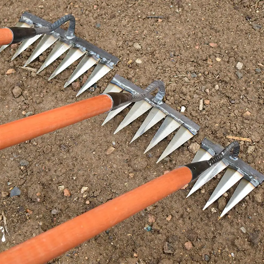 Description Picture 4 of itemMetal Weeding Hoe Rake Stainless Steel Garden Weeders Grass Rooting Loose Soil Hand Weeding Removal Puller Gardening Tools