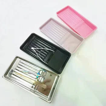 Strumento per nail art Vassoio sterilizzante Piatto di disinfezione in acciaio inossidabile Vassoio di stoccaggio cosmetico Pinzette per manicure Punta da trapano Tagliaunghie