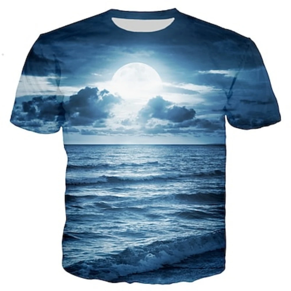 

Summer Men's T shirt Vast starry sky pattern 3D Print holiday Short Sleeve Clothing Lightweight breathable top