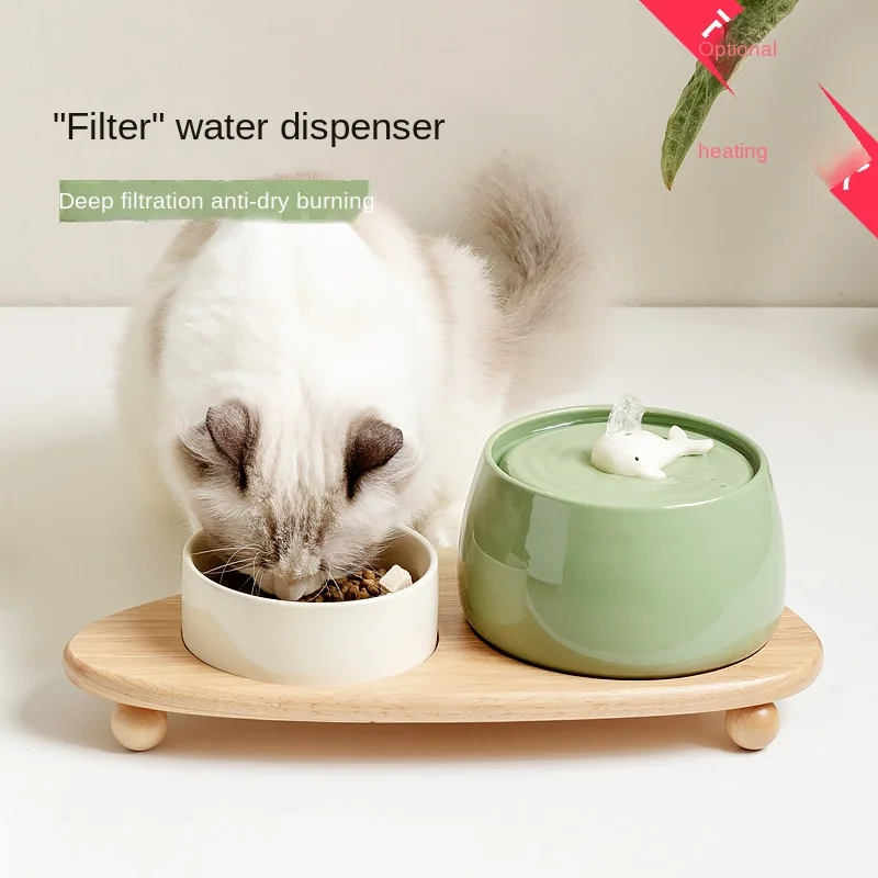 

Cat Ceramic Automatic Circulating Filter Water Dispenser Pet Supplies Flow Mute Cat Bowl Live Water Feeder Pet Supplies